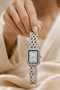 Milena Women's Silver Color Rectangular Case Vintage Wristwatch |   Open Dial Old Money Elegant Women's Watch |   Jewelry-Looking Retro Classic Design Women's Watch - 4