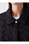 Lcw Grace Black Shirt Collar Patterned Women's Coat - 3