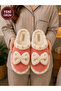 Women'S, Plush Home Slippers, Soft Furry, Bowknot, Winter Comfortable House Slippers Stc1331