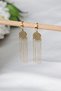 Flower of life chain dangle gold steel earrings - 4