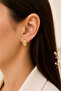 Curved Stone Steel Earrings - 3