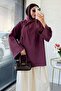 Premium Modal Blouse with Cross Scarf Detail - Plum - 3