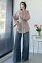 Premium Shoulder and Front Pleated Modal Blouse - Mink - 4