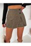 Houndstooth Patterned Short Skirt - 6