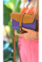 100% Real Leather, Completely Handmade, Single Compartment Women's Purple Tan Minimal Postman Shoulder Bag - 5