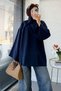 Premium Modal Blouse with Cross Scarf Detail - Navy Blue - 3