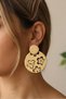 Gold Butterfly and Flower Detailed Dangle Steel Earrings - 3