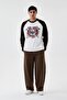 Double Color Eagle Printed Detailed Oversize Long Sleeve Tshirt - 5