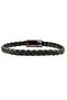 Khaki Green Braided Hard Leather Anthracite Metal Magnet Men's Bracelet M061B