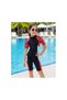 Kids 3-Piece Knee-Length Swimsuit Set with Short Sleeve Rash Guard, Matching Swim Shorts & Cap, Cartoon Print Quick-Dry Stretch Swimwear for Girls, Swimming, Pool, Beach & Water Activities - 2