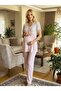 New Season Powder Buttoned Design with Breastfeeding Feature, Short Sleeve Lace Detailed Maternity Pajama Set - 3