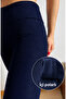 Women's Dark Blue High Waist Winter Fleece Lined Ribbed Leggings