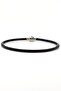 Black Original Fine Leather Silver Color Clip Minimalist Men's Bracelet M072D - 2