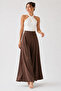 Women's Tencel Elastic Waist Double Pocket Skirt-Looking Pants