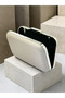 Light Skin Matte Leather Silver Metal Detailed Chain Strap Women's Evening Dress Bag Wedding Engagement Graduation - 4