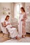 New Season Ecru Powder Summer Patterned Lace Detailed Special Design Breastfeeding Feature 100% Cotton Maternity Nightgown Set - 2