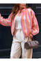Women's Viscose Striped Multi-Colored Zippered Bomber Jacket - 2
