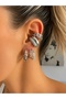 Silver Chain Detailed Compressed Stone Earcuff (1 Pc) - 2