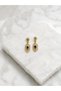 Gold Black Stone Star Figured Dangle Earrings - 2