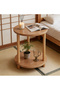 Modern Round 2-Tier Side Table with Storage Shelf and Caster Wheels, Walnut (47x40x40 CM) - 3