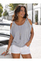 Women's Shoulder Detailed Sequined Gray Casual Blouse