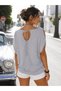 Women's Shoulder Detailed Sequined Gray Casual Blouse - 3