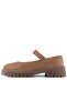 Rakerplus 120-Tab-Deri̇ Tan 100% Natural Leather Girls' Ballerina Shoes - 2