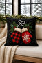 Christmas Themed Digital Printed Throw Pillow Cover – Featuring Deer, Pine Tree, Gloves, and Red Truck Pattern – (Double-Sided) - 6