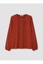 Özmarka New Season Orange Crew Neck Embroidered Gathered Blouse - 5