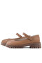 Rakerplus 120-Tab-Deri̇ Tan 100% Natural Leather Girls' Ballerina Shoes - 4