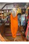 Orange Color Pocket Detailed Bohemian Italian Linen Shalwar Jumpsuit - 7