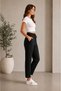 Black Modal Fabric Balloon Model Ribbed Front Comfortable Fit Pants - 3
