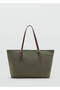 Tote bag with contrast leather-effect handles - 3