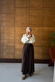 Norya Women's Elastic Waist Pleated Front Pique Wide Leg Pants - 8