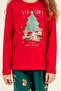 Mother&Daughter Long Sleeve, Printed, Red Themed Pajama Set (Sold Separately for Mother and Child) (Socks as a Gift) - 4