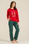 Mother&Daughter Long Sleeve, Printed, Red Themed Pajama Set (Sold Separately for Mother and Child) (Socks as a Gift) - 6
