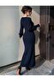 Women's Contrast Striped Bow Detailed Ornamental Buttoned Knitwear Dress - 3
