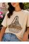 Women's Beige Bag Figured Printed Cotton T-Shirt