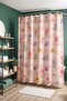 Pink Checkered Flowers Patterned Shower Curtain, Bathtub Curtain 175X200Cm - 4