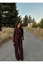 Brown Shoulder Padded Belted Jumpsuit - 2