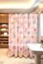 Pink Checkered Flowers Patterned Shower Curtain, Bathtub Curtain 175X200Cm - 3