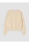 Beige Crew Neck Oversize Women's Sweatshirt - 7