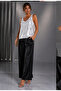 Satin Silver-Silvery Front and Back V-Neck Evening Dress White Blouse - 3