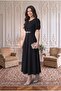 Black Watermelon Sleeves Midi Length Evening Dress Graduation Dress - 3