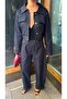 Women's Lined Denim Buttoned Jacket & Elastic Waist Pants Top and Bottom Set