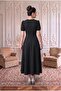 Black Watermelon Sleeves Midi Length Evening Dress Graduation Dress - 4