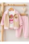 Baby Girl Love Teddy Bear Embroidered Baby Collar Jacket Cotton 3-Piece Set - 2