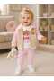 Baby Girl Love Teddy Bear Embroidered Baby Collar Jacket Cotton 3-Piece Set