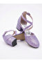 New Season Purple Glitter Cross Orthopedic Girls' Heeled Evening Dress Shoes - 4
