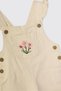 Baby Girl Beige Salopet with Embroidery Detail - 3